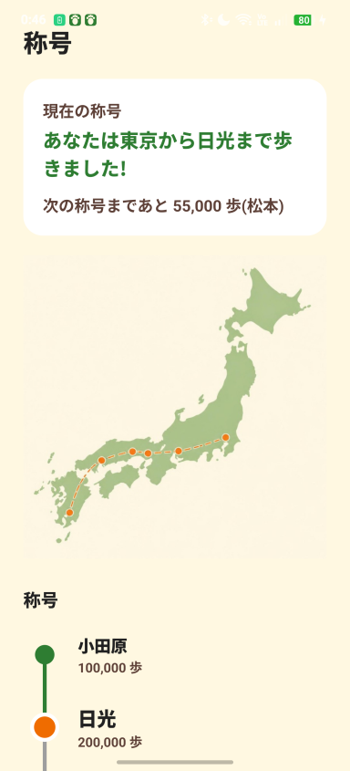 Rakuraku Step Counter rank list screen screenshot